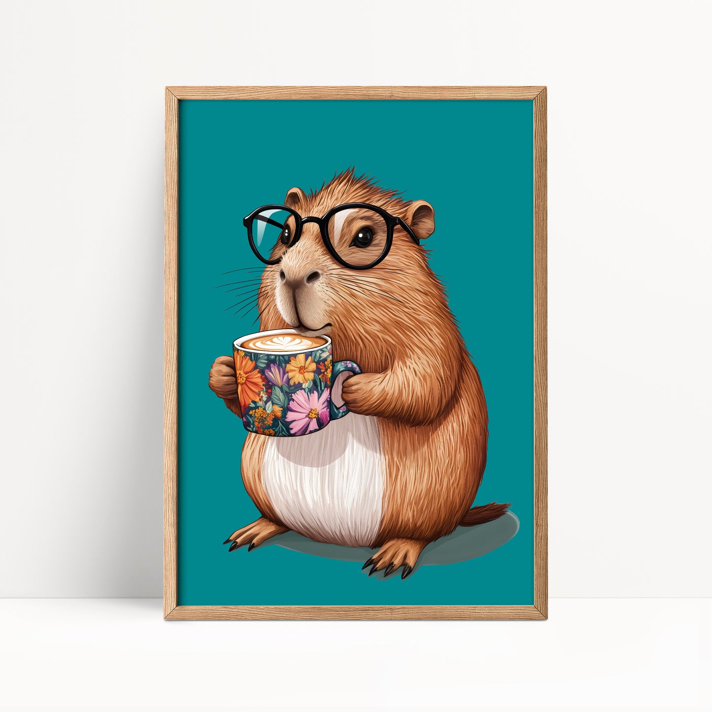 Capybara Drinking Coffee Print