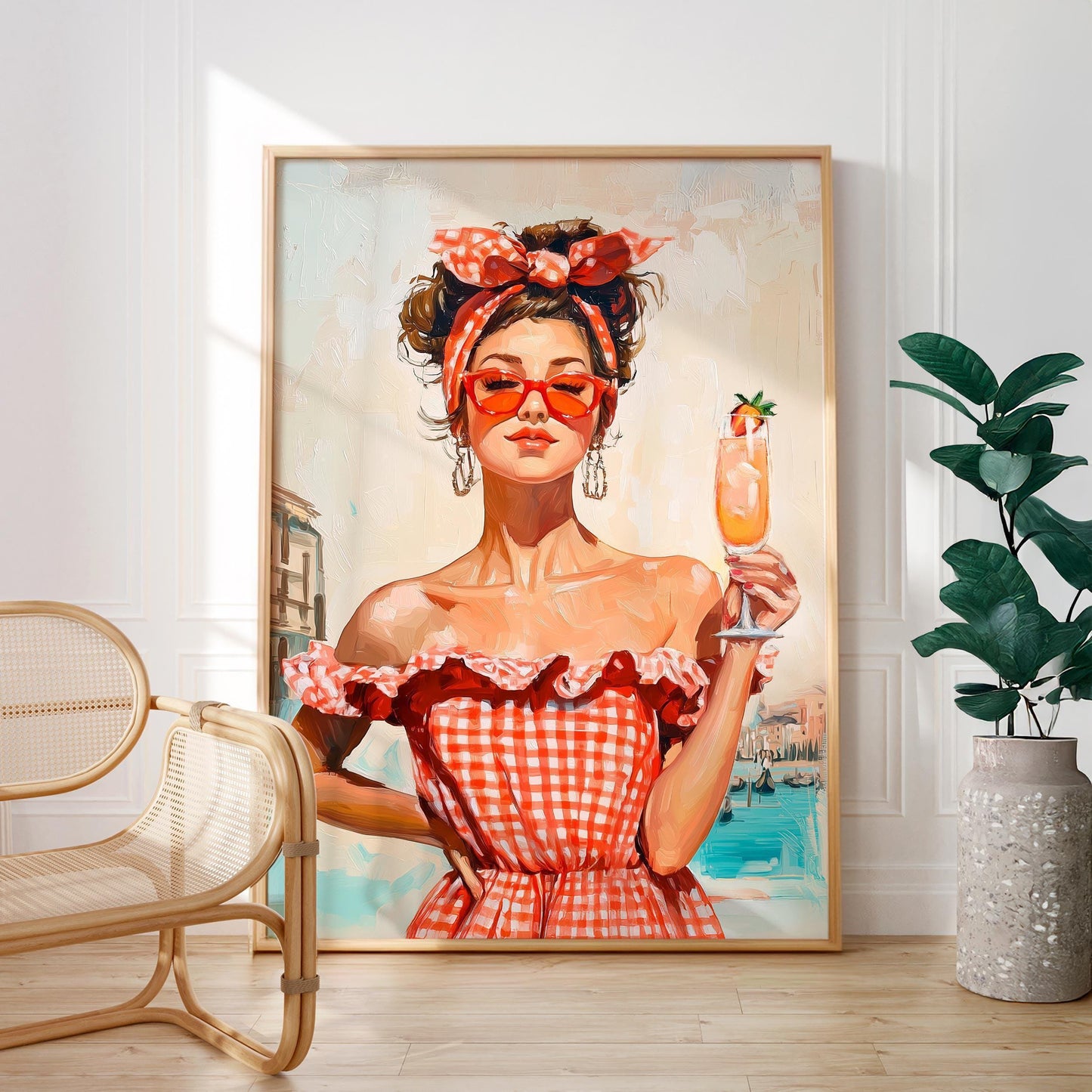 Retro Coquette Wall Art – Peach Bellini Venice Print
