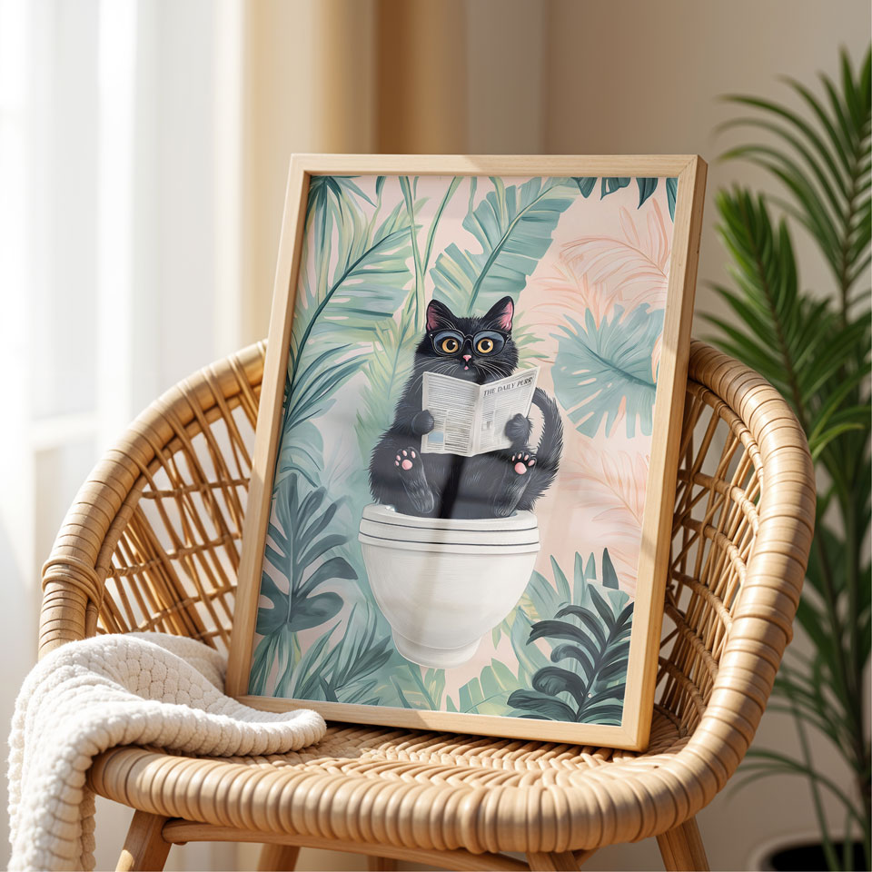 a picture of a cat sitting on a toilet
