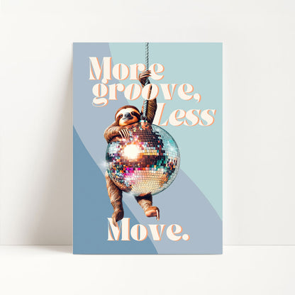 a card with a disco ball hanging from a chain