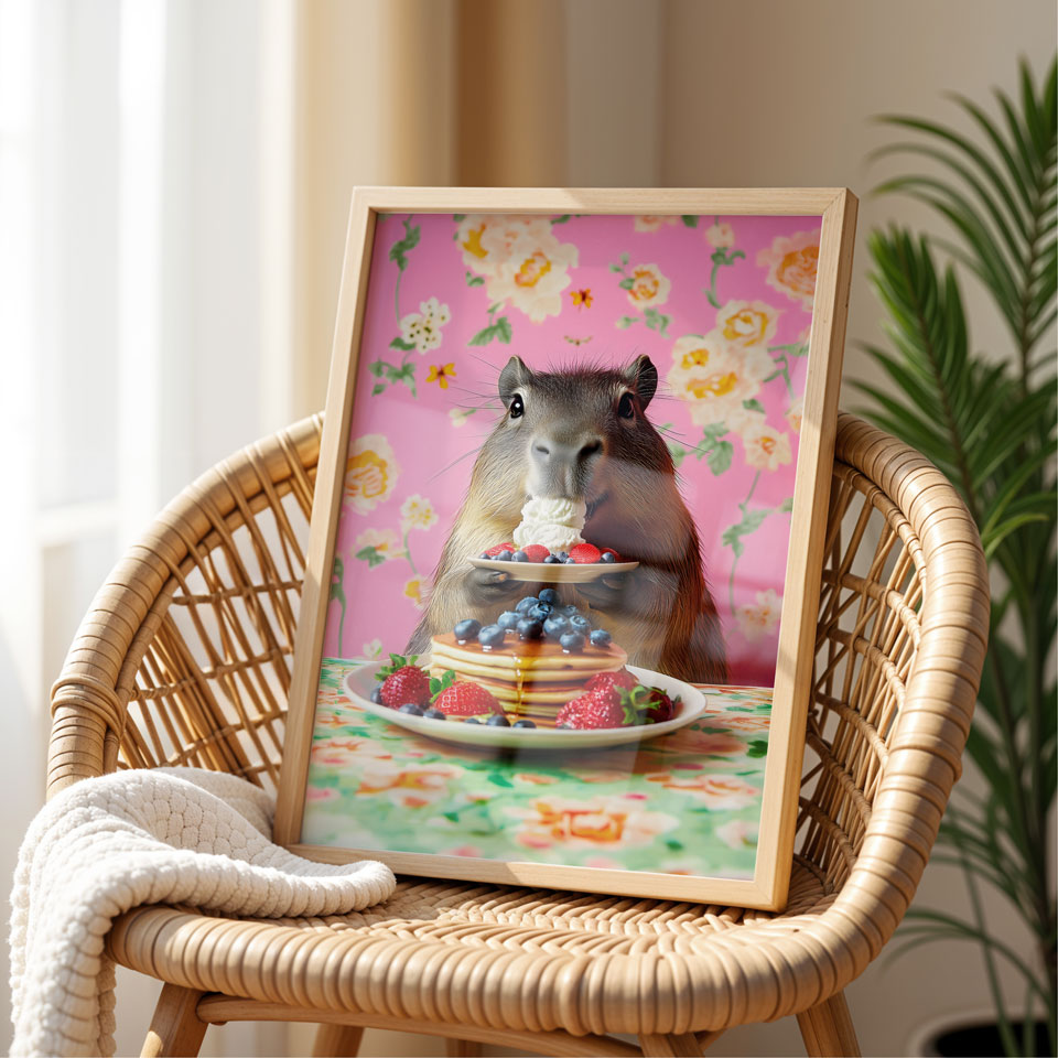 a picture of a rodent eating a piece of cake
