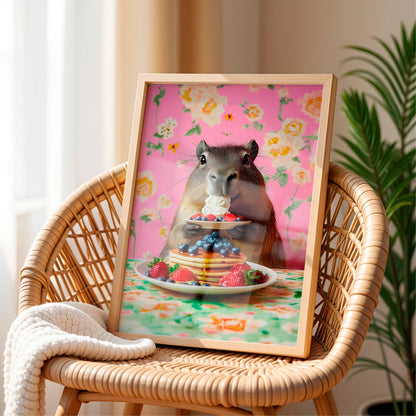 a picture of a rodent eating a piece of cake