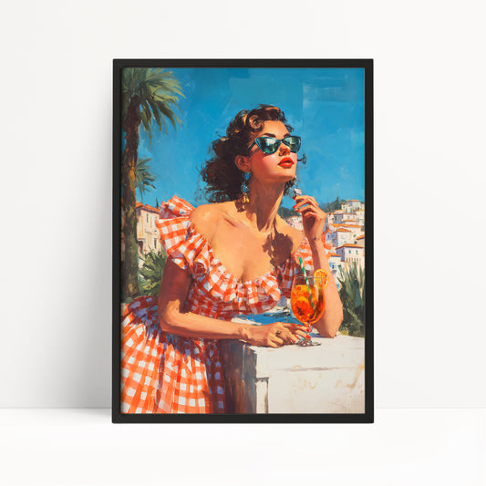 Retro Italian Summer Wall Art – Coquette Aperol Spritz Print