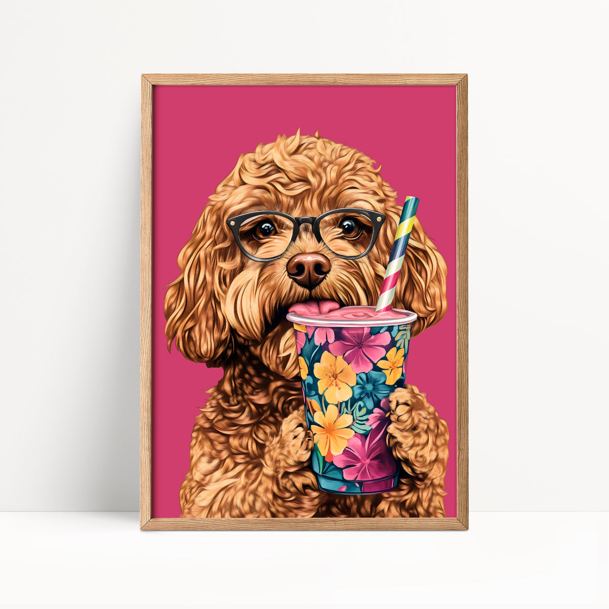 Cockapoo Drinking Smoothie Print