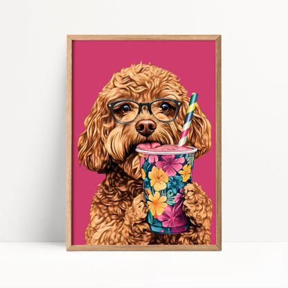 Cockapoo Drinking Smoothie Print