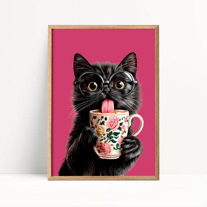 Black Cat Coffee Print