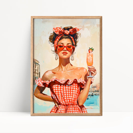 Retro Coquette Wall Art – Peach Bellini Venice Print