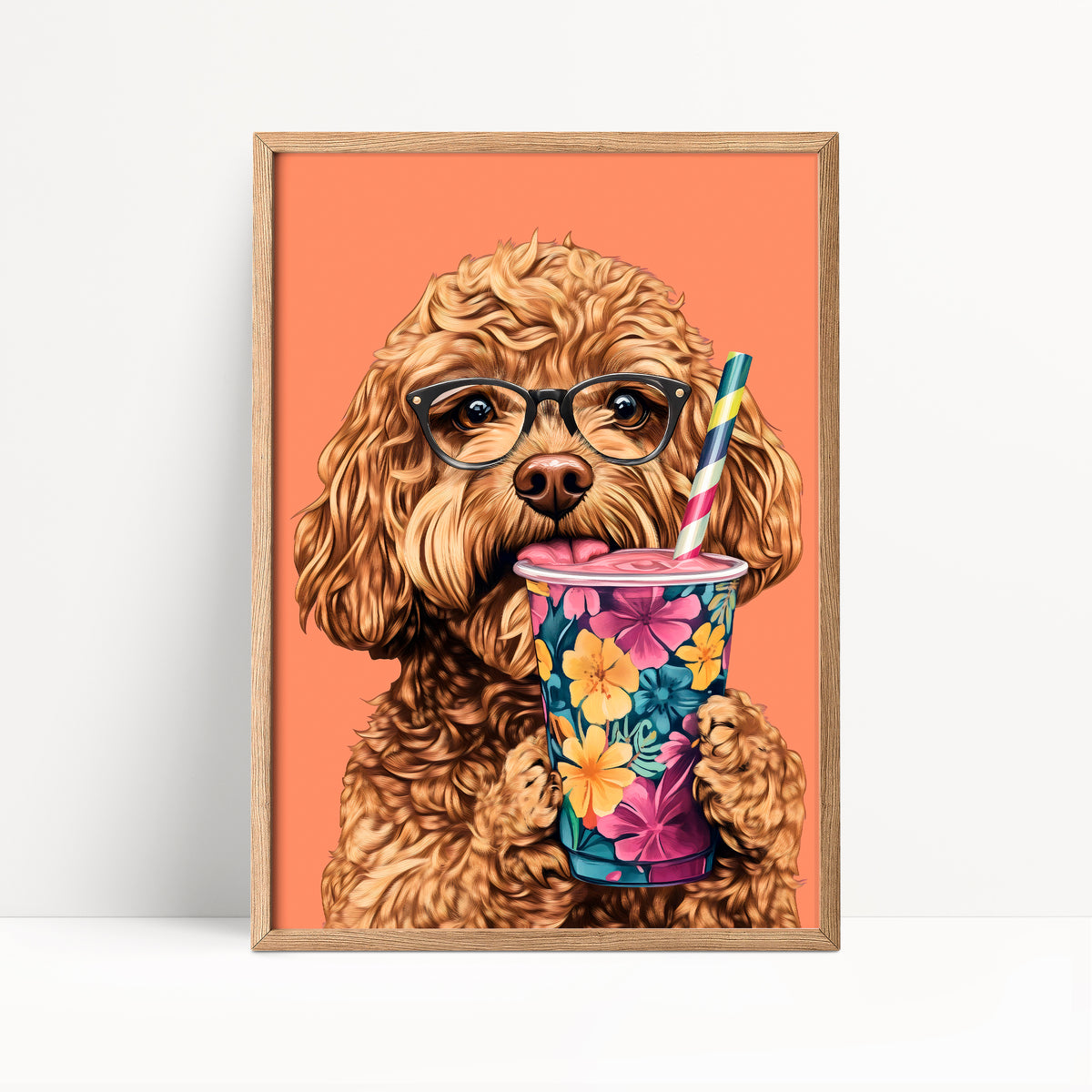 Cockapoo Drinking Smoothie Print