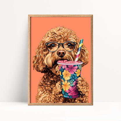 Cockapoo Drinking Smoothie Print