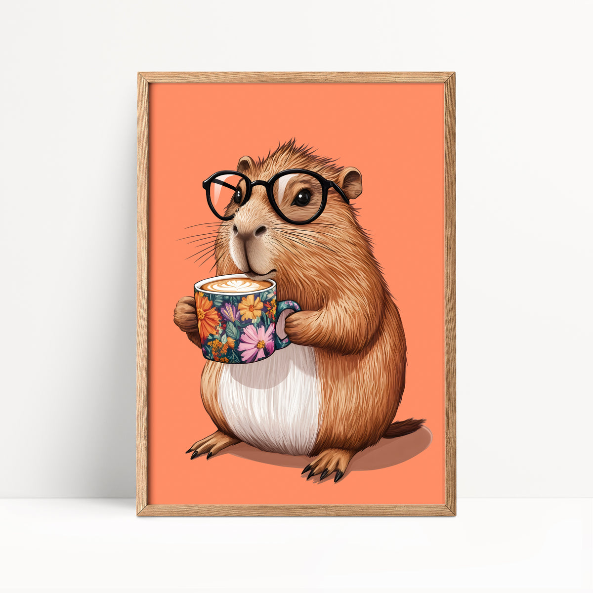 Capybara Drinking Coffee Print