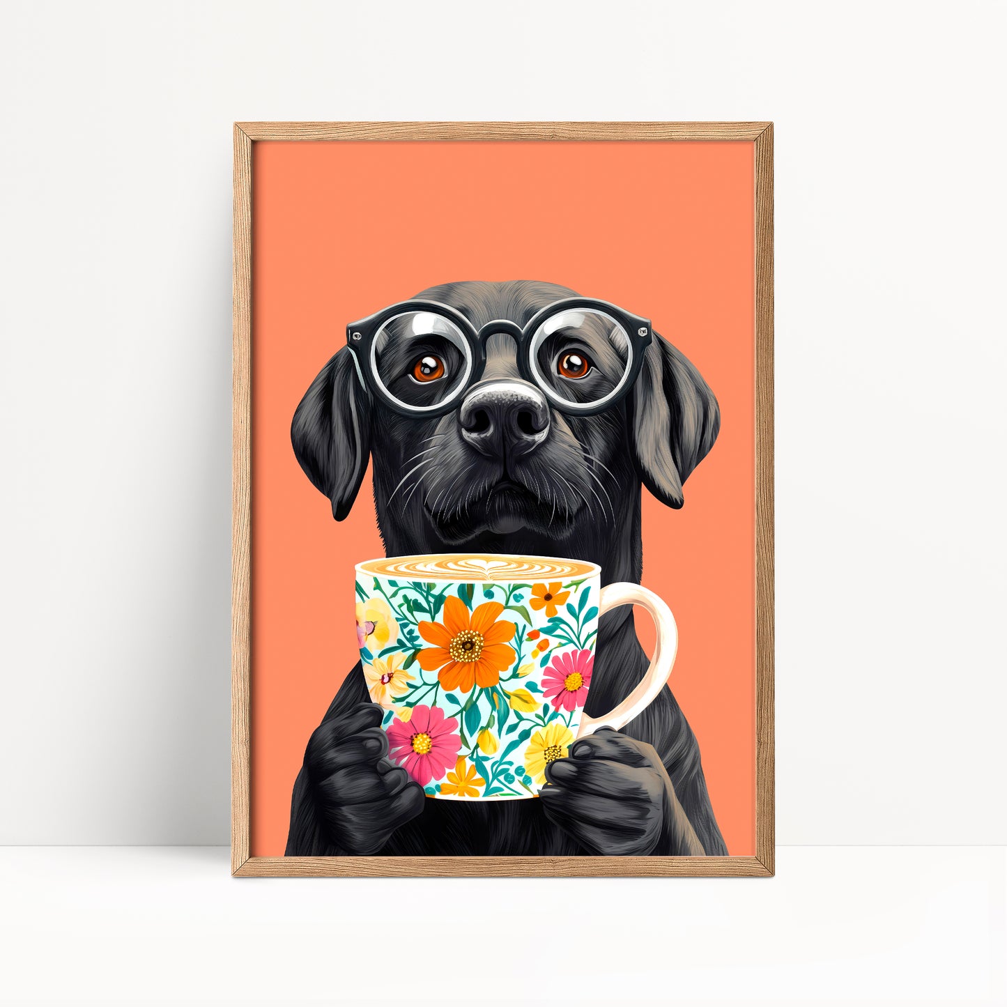 Black Labrador Coffee Print