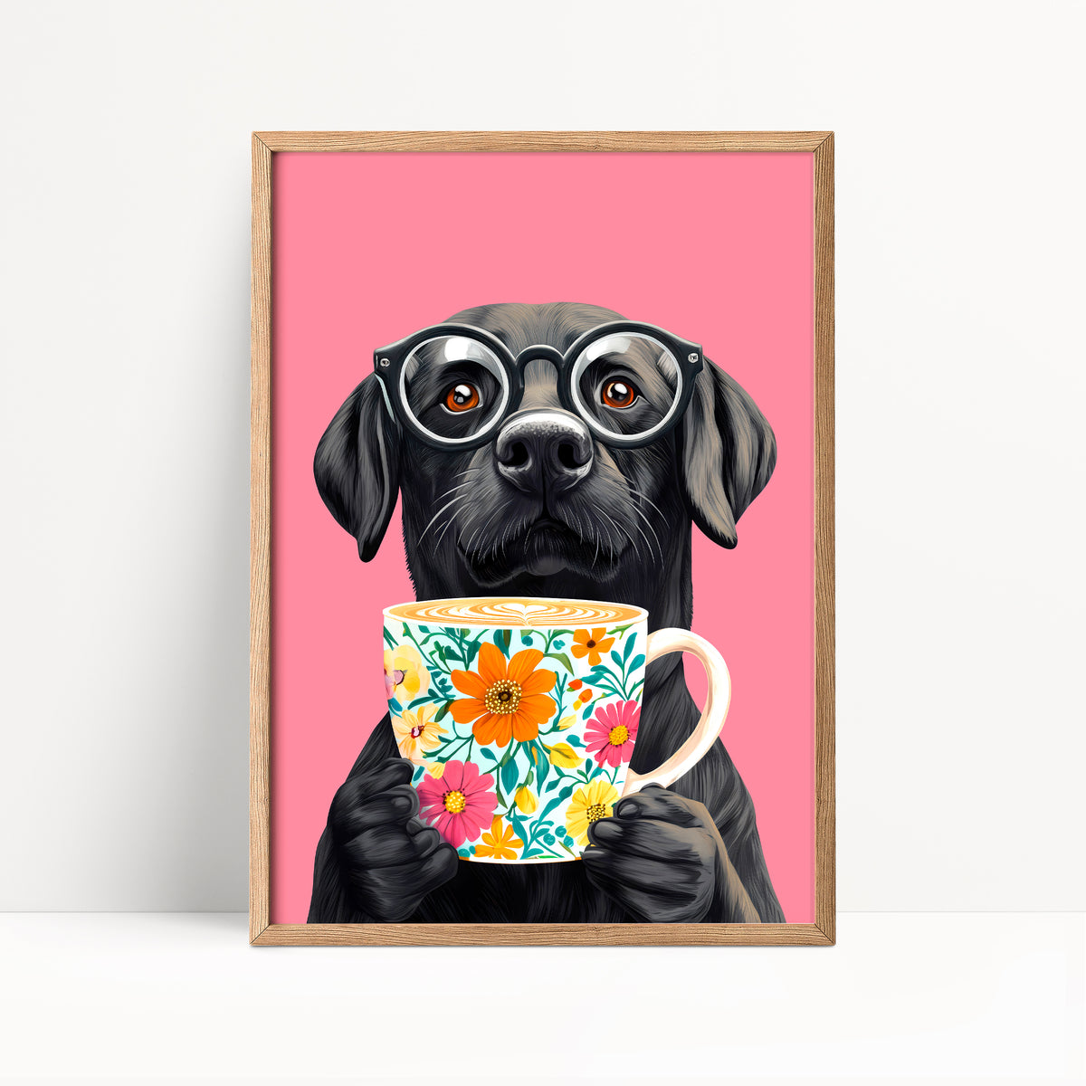 Black Labrador Coffee Print