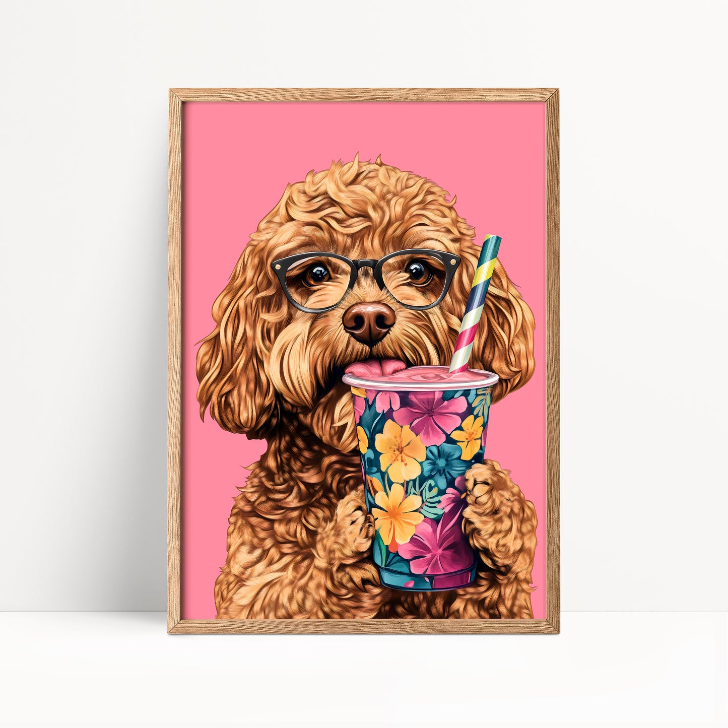 Cockapoo Drinking Smoothie Print