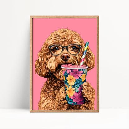 Cockapoo Drinking Smoothie Print