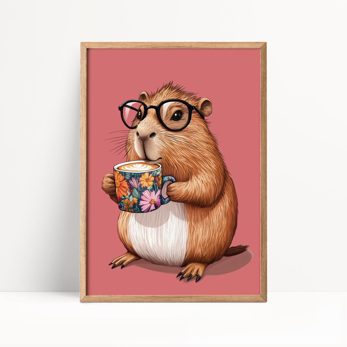 Capybara Drinking Coffee Print
