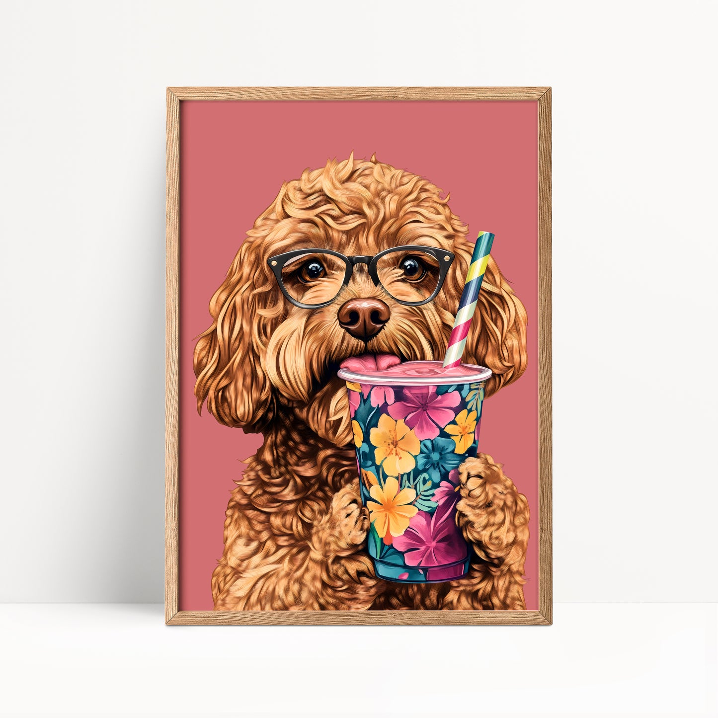 Cockapoo Drinking Smoothie Print