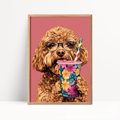 Cockapoo Drinking Smoothie Print