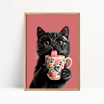 Black Cat Coffee Print