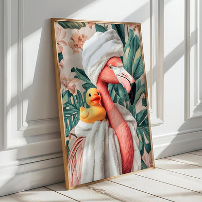 Set of 3 Flamingo Bathroom Wall Art Prints