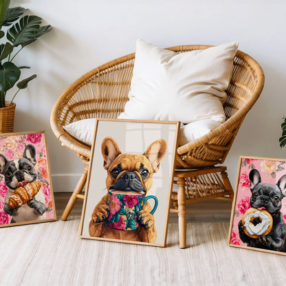 French Bulldog Wall Art - Set of 3 Coffee Kitchen Prints