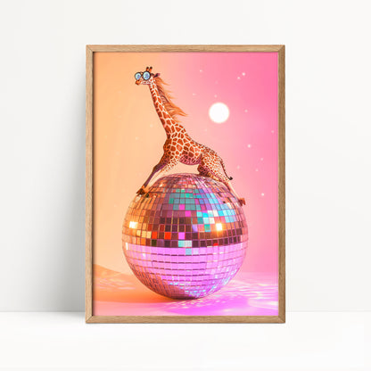 Giraffe Disco Ball Print