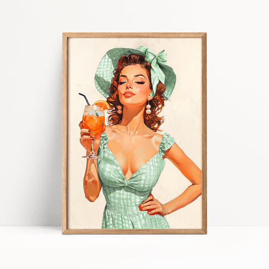 Retro Coquette Wall Art – Aperol Spritz Vintage Summer Print