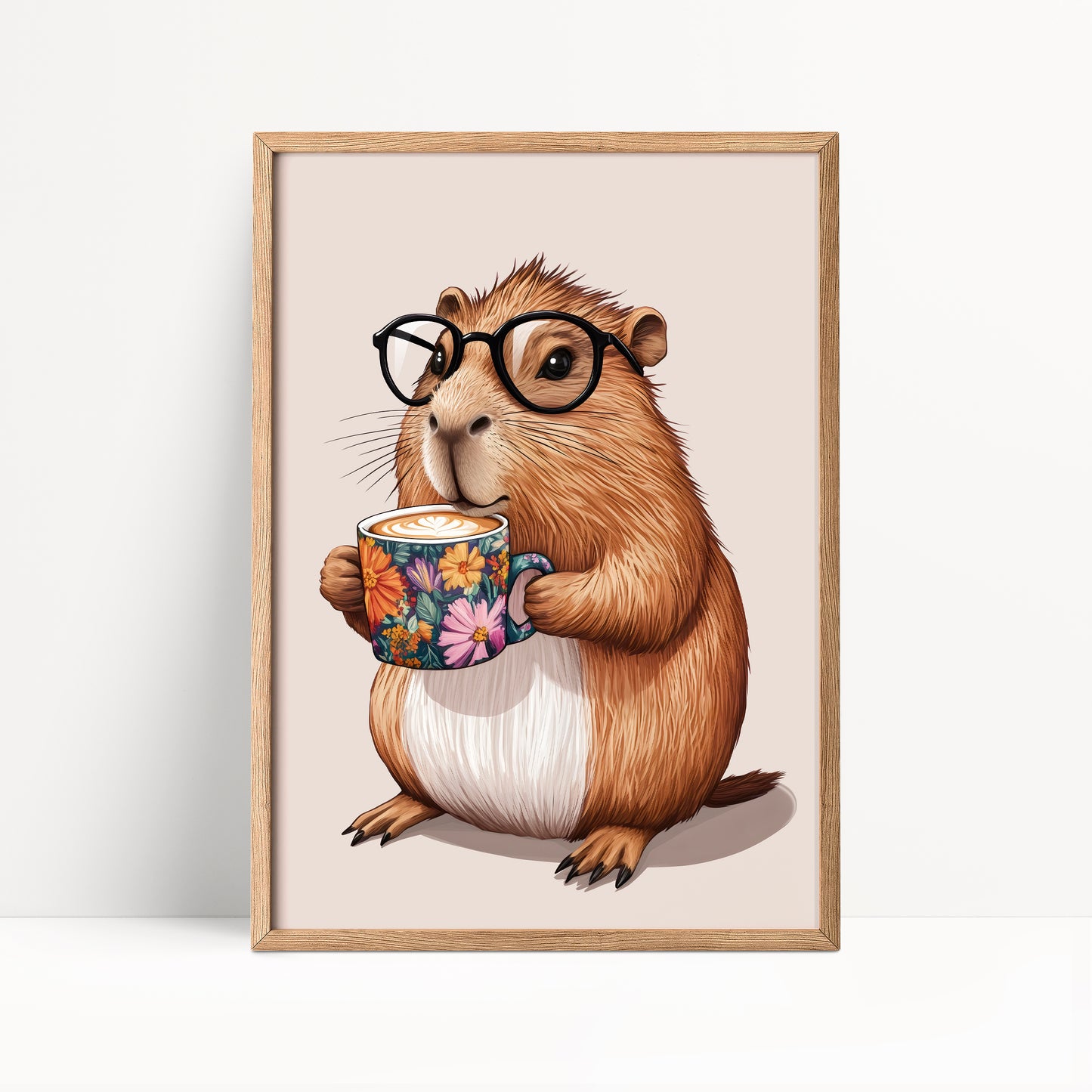 Capybara Drinking Coffee Print