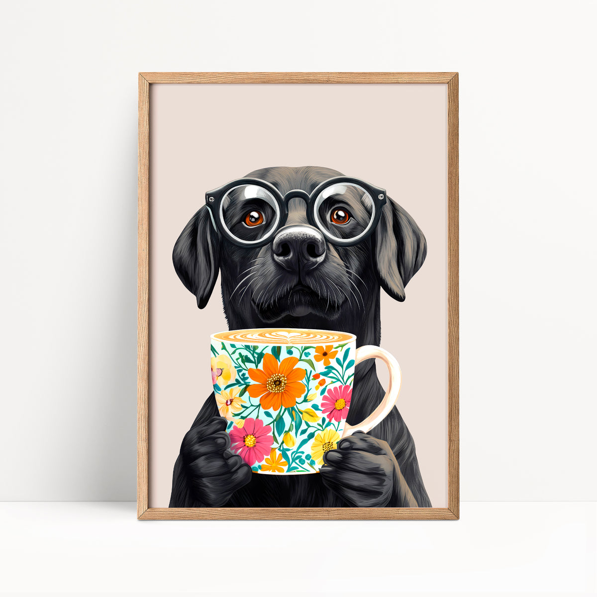Black Labrador Coffee Print