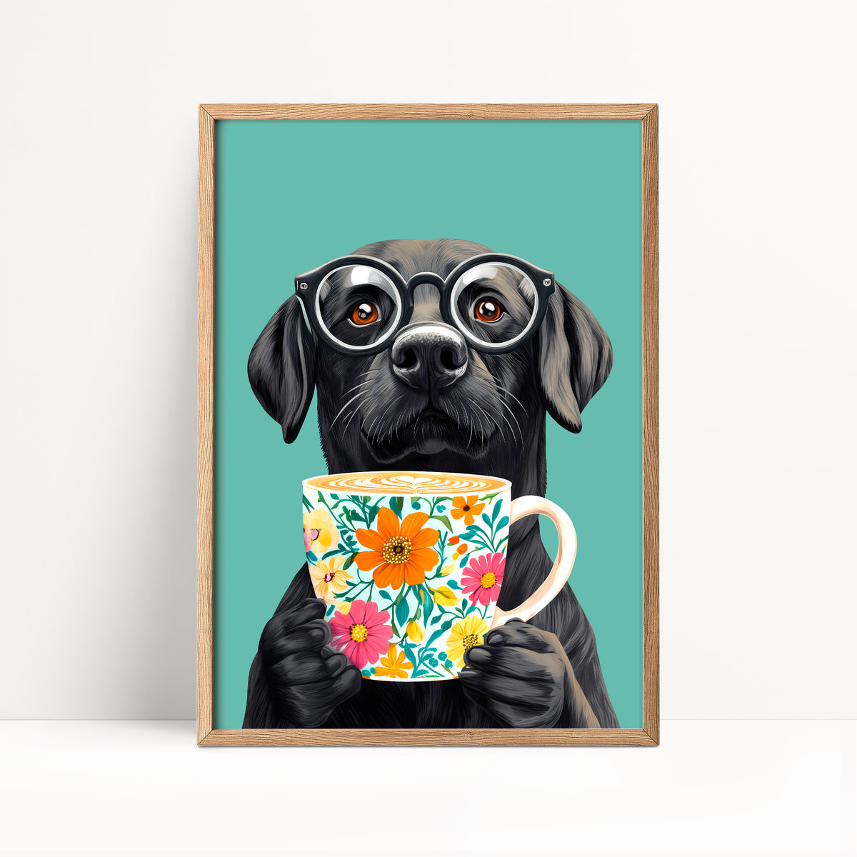 Black Labrador Coffee Print