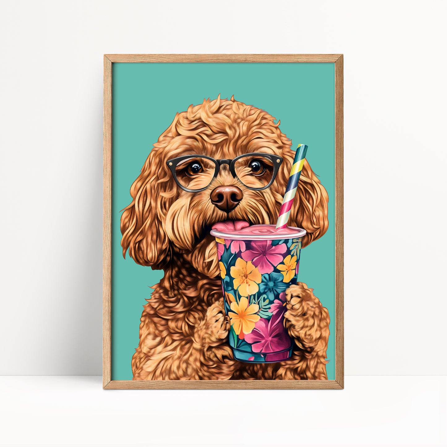 Cockapoo Drinking Smoothie Print