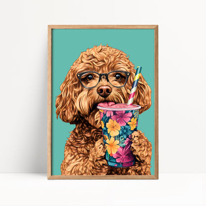 Cockapoo Drinking Smoothie Print
