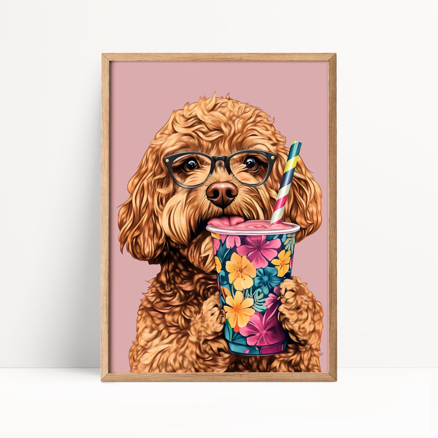 Cockapoo Drinking Smoothie Print