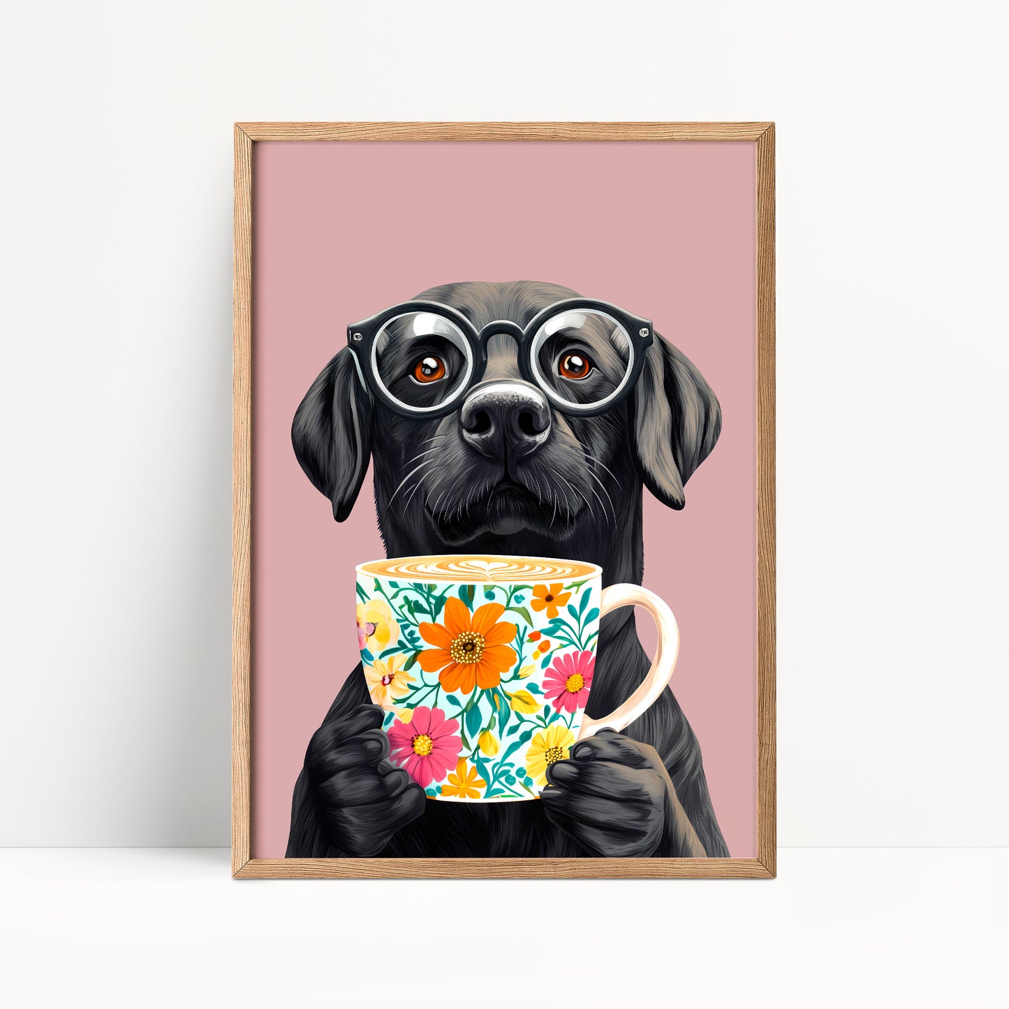 Black Labrador Coffee Print