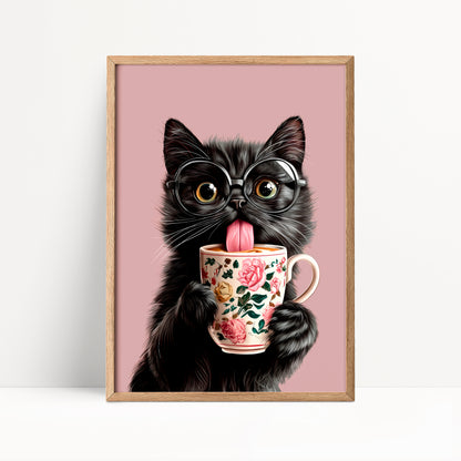Black Cat Coffee Print