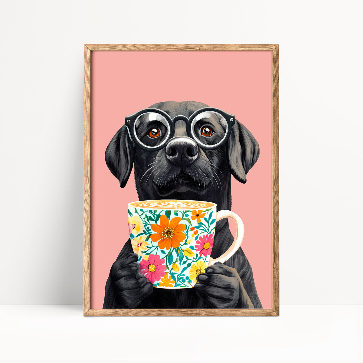 Black Labrador Coffee Print