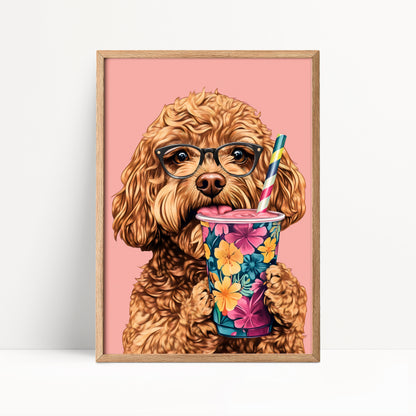 Cockapoo Drinking Smoothie Print