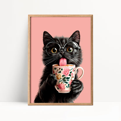 Black Cat Coffee Print