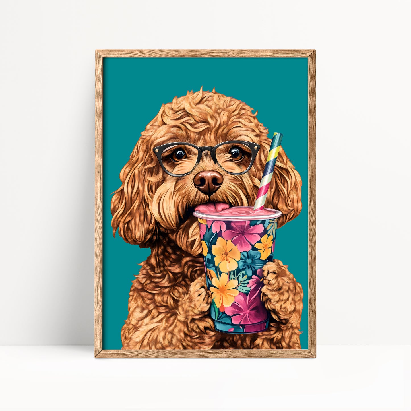 Cockapoo Drinking Smoothie Print
