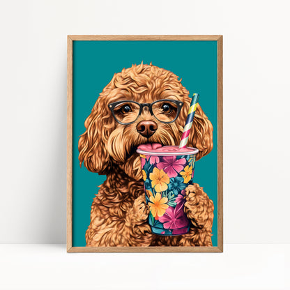 Cockapoo Drinking Smoothie Print