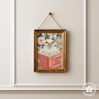 Funny Dove Reading Book Art – Quirky Bird Lover Wall Decor