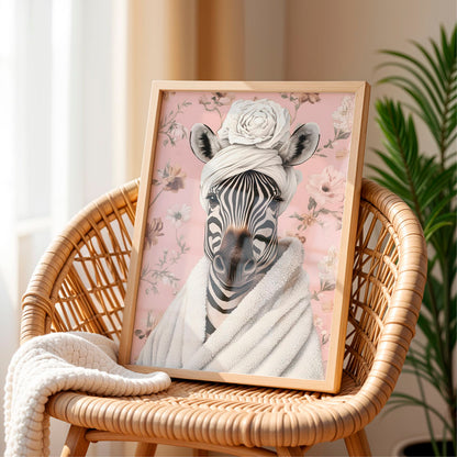 a picture of a zebra with a flower on its head