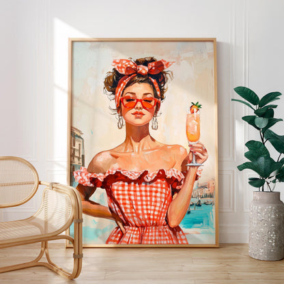 Retro Coquette Wall Art – Peach Bellini Venice Print