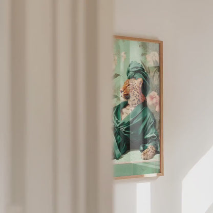Funny Leopard in Robe Print: Green Maximalist & Jungle Safari Home Decor