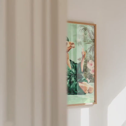 Funny Camel in Robe Print: Green Maximalist & Jungle Safari Home Decor