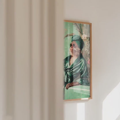 Funny Monkey in Robe Print: Green Maximalist & Jungle Safari Home Decor