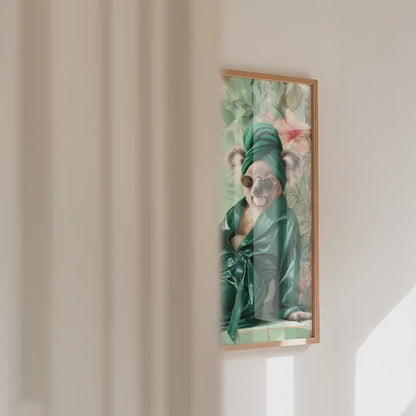 Funny Koala in Robe Print: Green Maximalist & Jungle Safari Home Decor