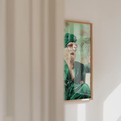Funny Llama in Robe Print: Green Maximalist & Jungle Safari Home Decor