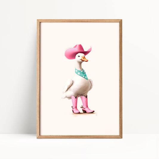 Silly Goose Cowgirl Poster – Cute Western Wall Art